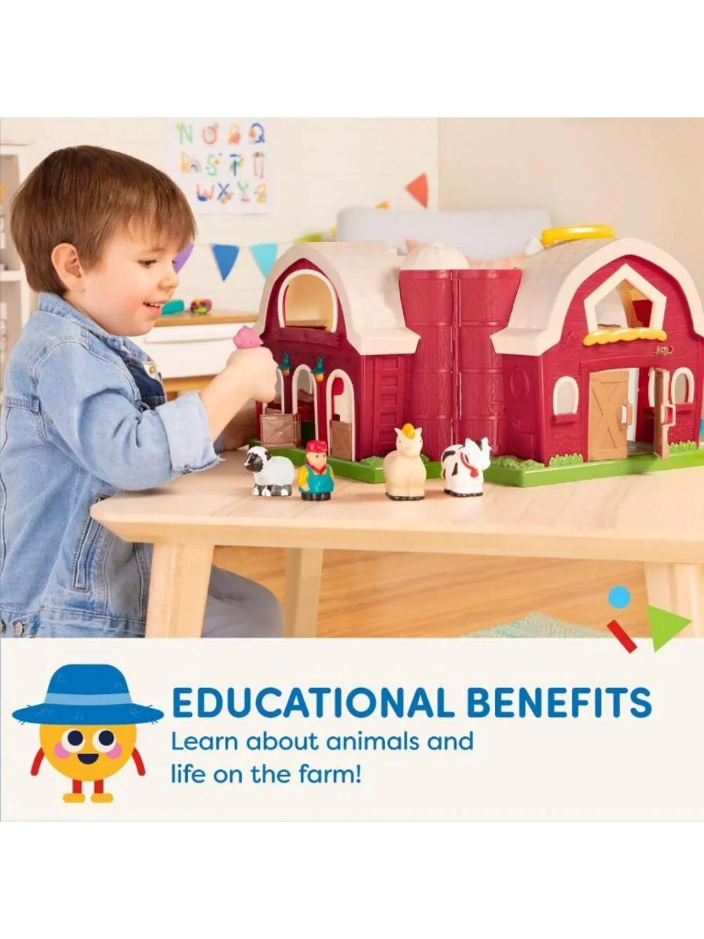 Large Animal Farm Playset for Toddlers - Educational Learning Toy, 18 Months